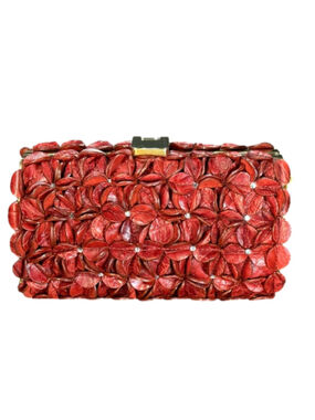 Stunning Handcrafted Genuine Crocodile Floral Evening Bag Purse by Frida Diaz